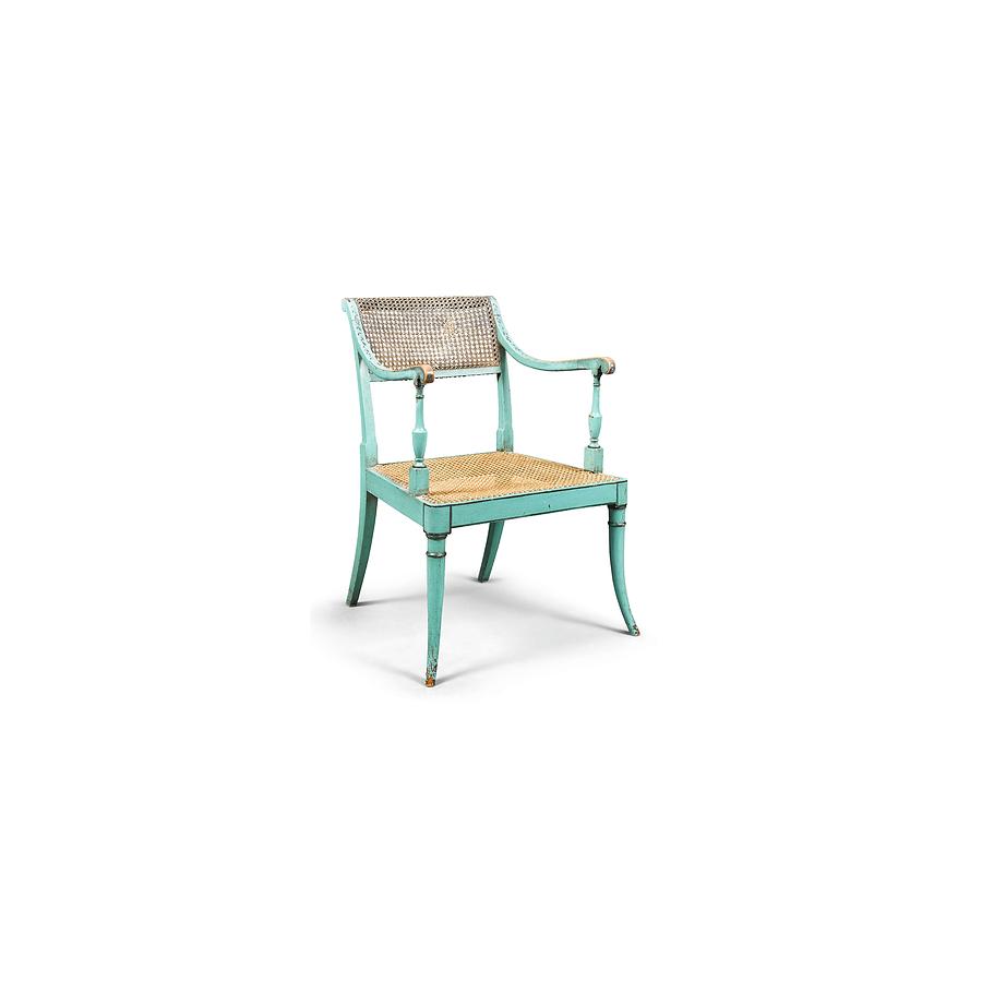 TURQUOISE REGENCY ARMCHAIR, 18th century Made circa 1790.L Painting by Celestial Images