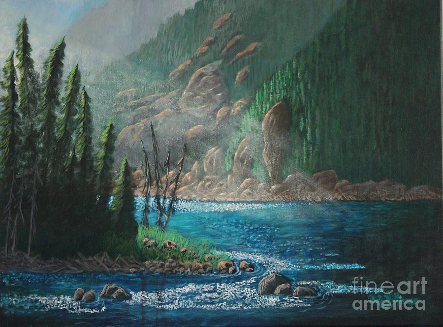 Turquoise River Painting by Bob Williams
