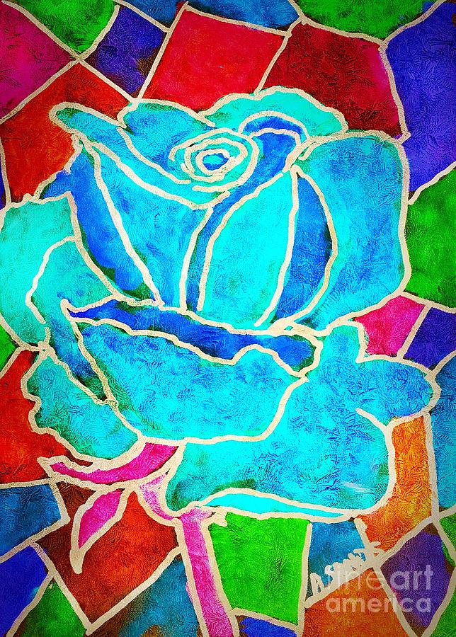 Turquoise Rose Painting by Anne Sands