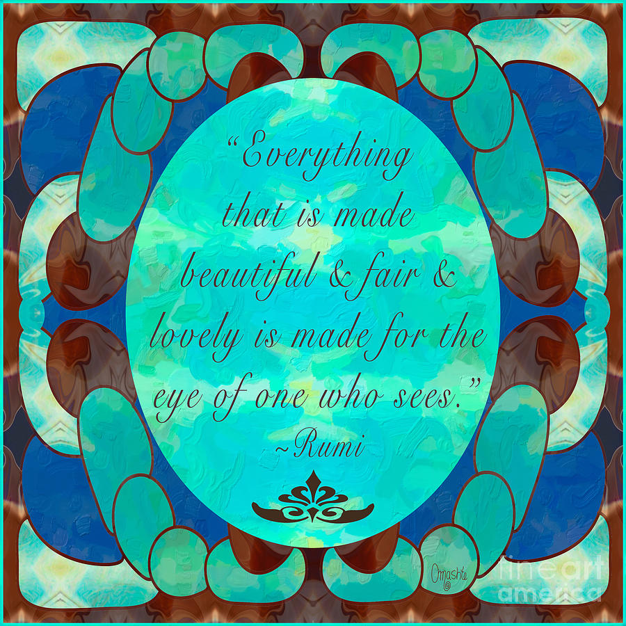 Vincent Van Gogh Digital Art - Turquoise Rumi Abstract Art by Omashte by Omaste Witkowski