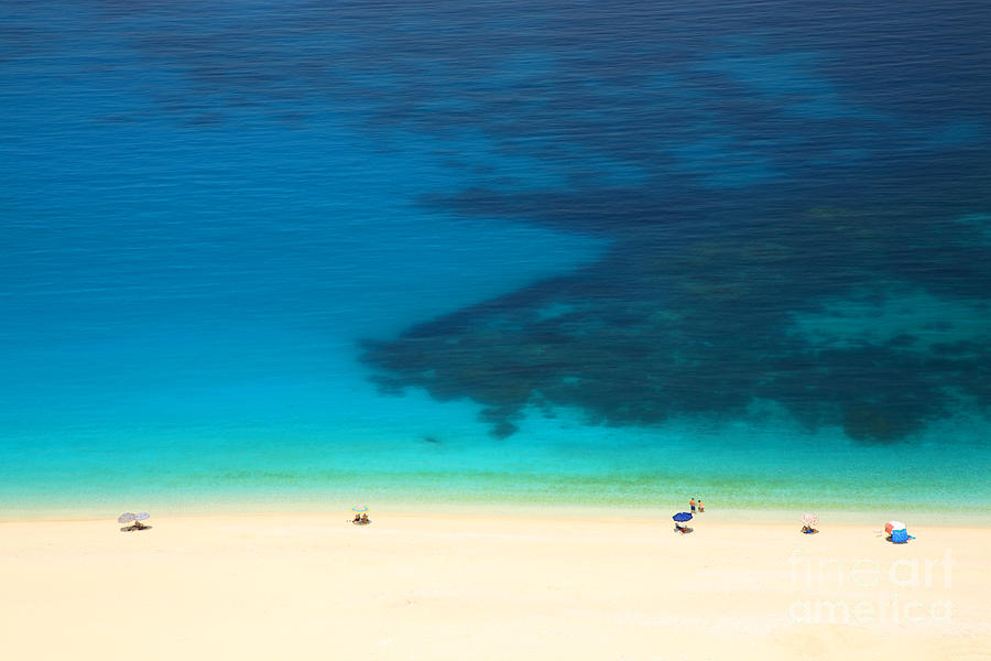 Greek Photograph - Turquoise sea white sand by Deborah Benbrook