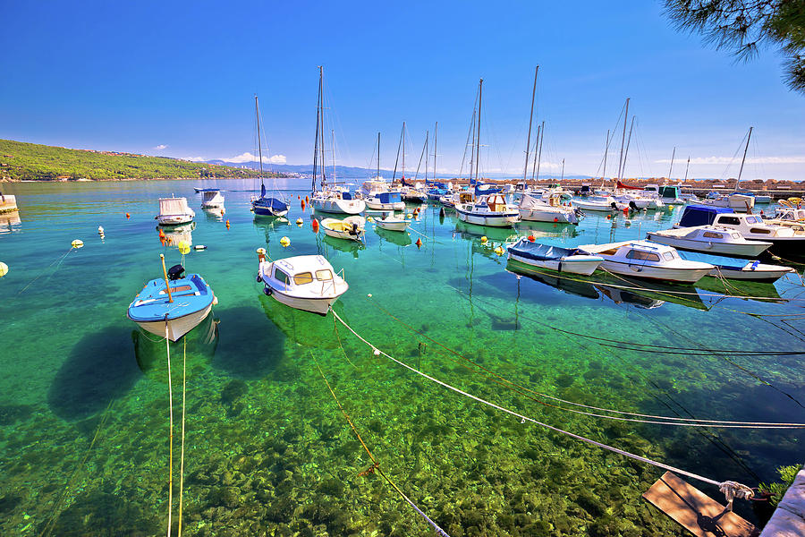 Turquoise small harbor of Volosko village view Photograph by Brch Photography