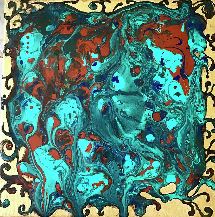 Turquoise Splash Mixed Media by Rae Chichilnitsky