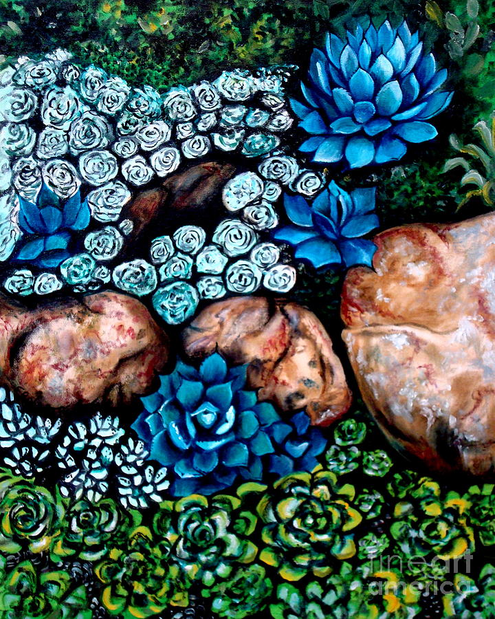 Turquoise Stone Painting by Elizabeth Robinette Tyndall