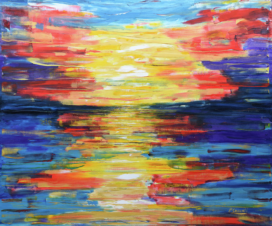 Sunset Painting - Turquoise Sunset Soft and Smooth by Pete Caswell