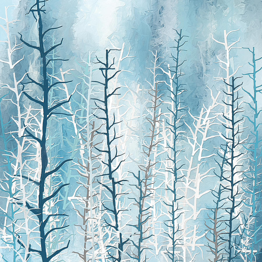 Turquoise Winter Painting by Lourry Legarde