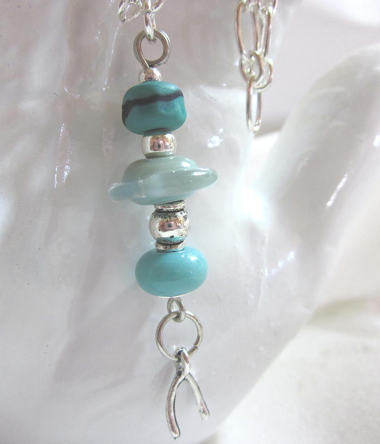 Glass Beads Jewelry - Turquoise Wishes Necklace by Janet  Telander