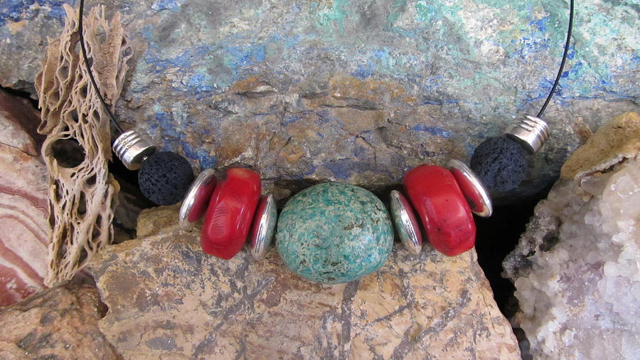  S53 Turquoise,Coral and Lava Jewelry by Barbara Prestridge