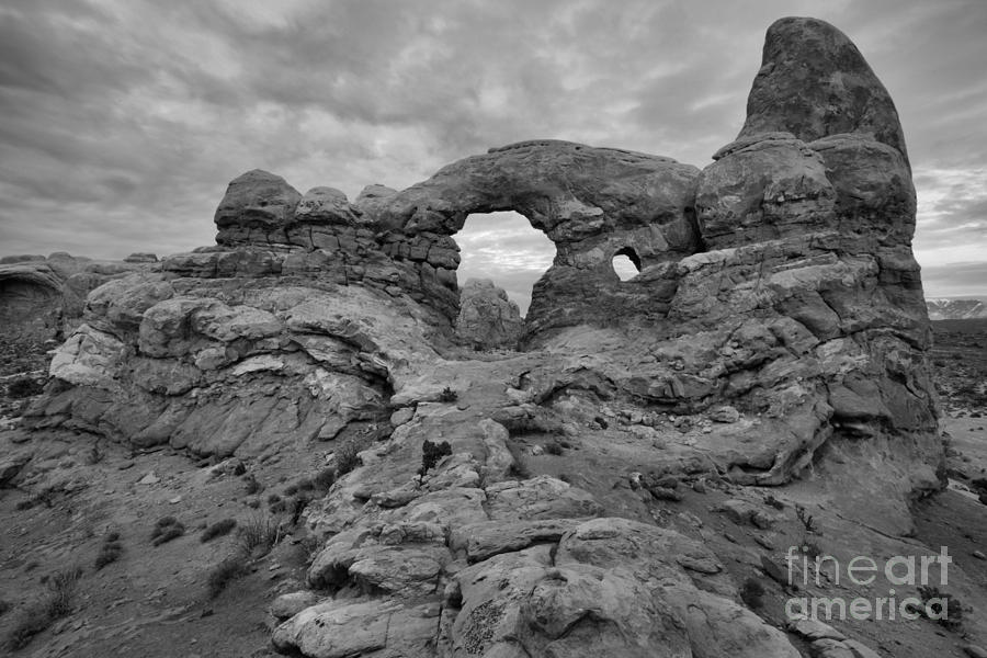 Turret Arch Black And White Winter Sunset Photograph by Adam Jewell