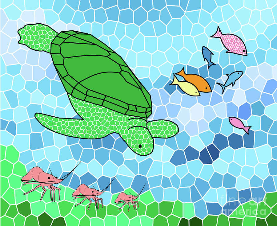 Fish Painting - Turtle and Friends by Two Hivelys