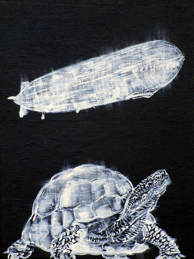 Turtle And Zeppelin Painting by Fabrizio Cassetta