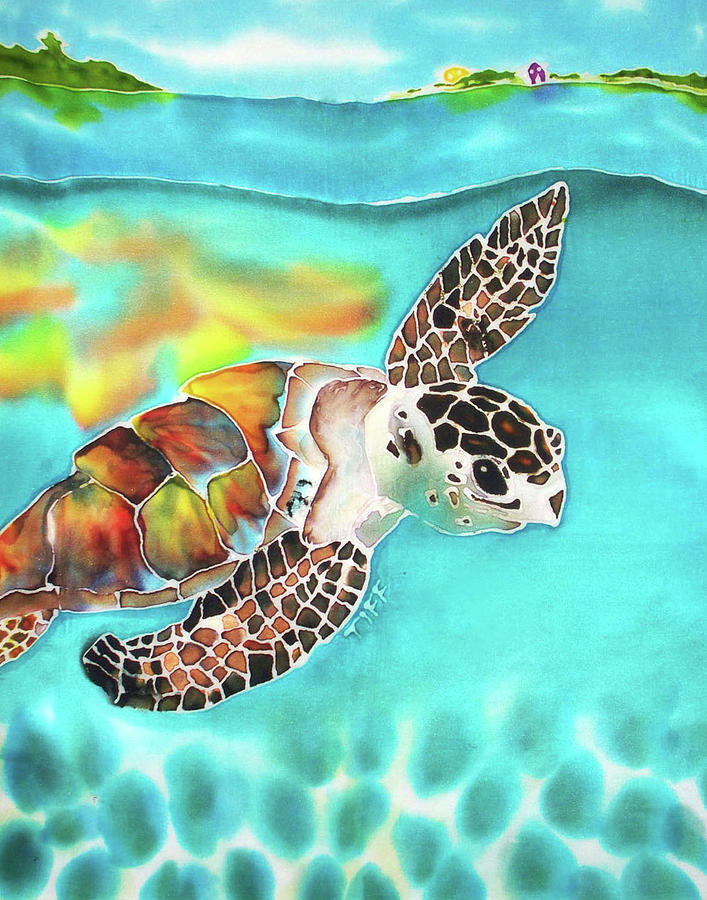 Hawksbill Turtle Painting - Turtle Creek by Tiff Hawksbill Turtle Painting - Turtle Creek by Tiff
