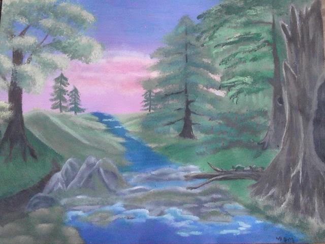 Bob Ross Style Painting - Turtle crossing by Lori Lafevers