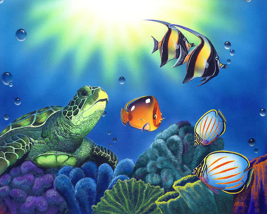 Turtle Painting - Turtle Dreams by Angie Hamlin