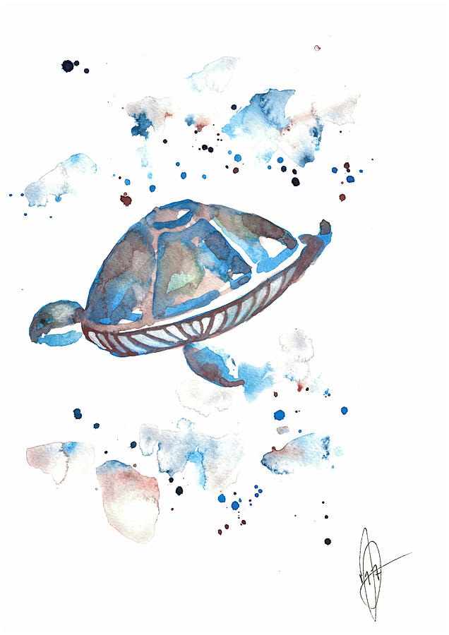 Nursey Drawing - Turtle by Julia Zoellner