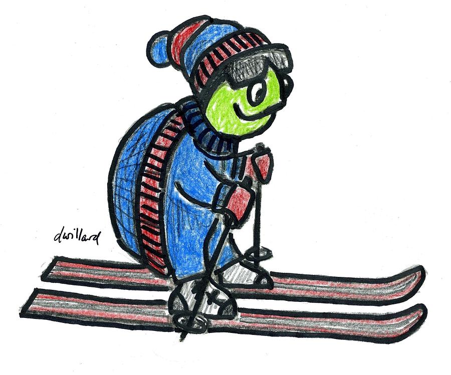 Turtle On Skis Drawing