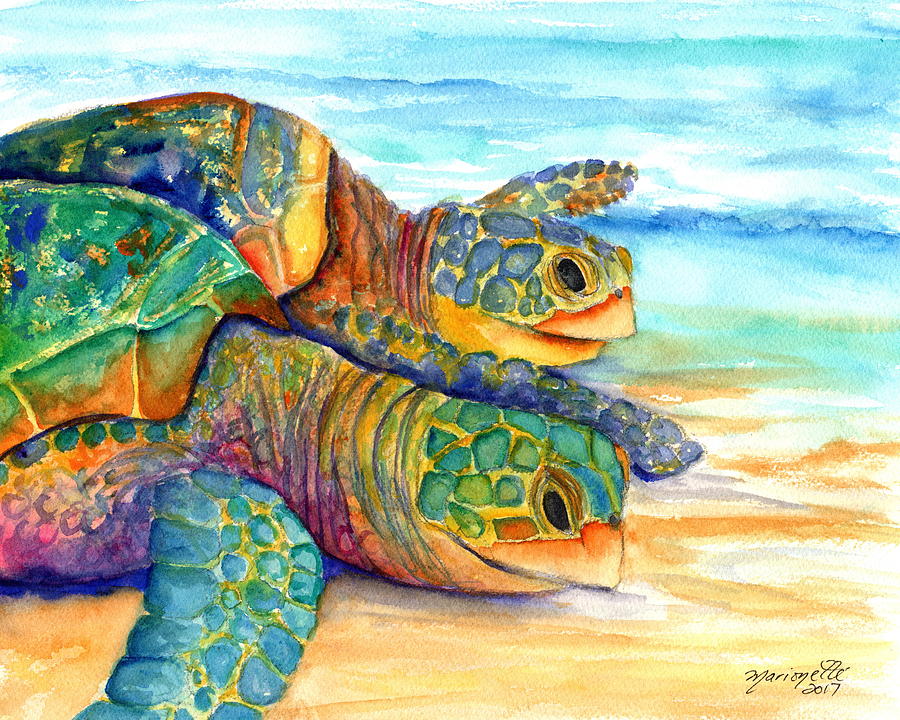Turtle Painting - Turtle Race by Marionette Taboniar