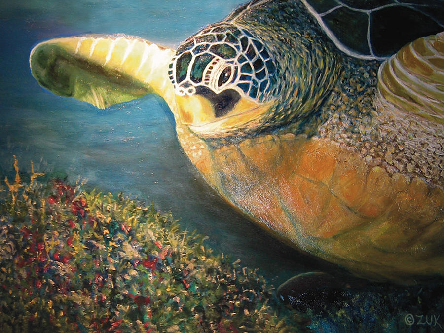 Turtle Run Painting by Karen Zuk Rosenblatt