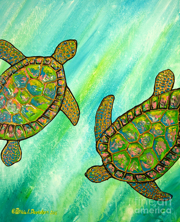 Turtle Sea Dance Painting by Pat Davidson
