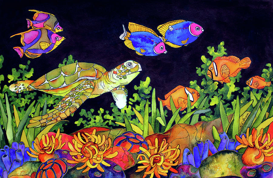 Turtle Painting - Turtle Solo by Kate Larsson