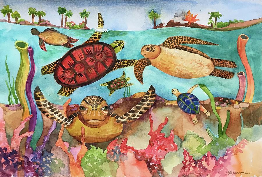 Volcano Painting - Turtle Soup by Carol Shamrock