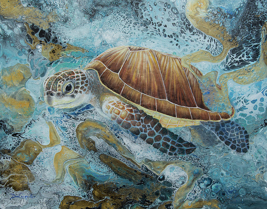 Turtle Surprise Painting by Dee Carpenter - Fine Art America