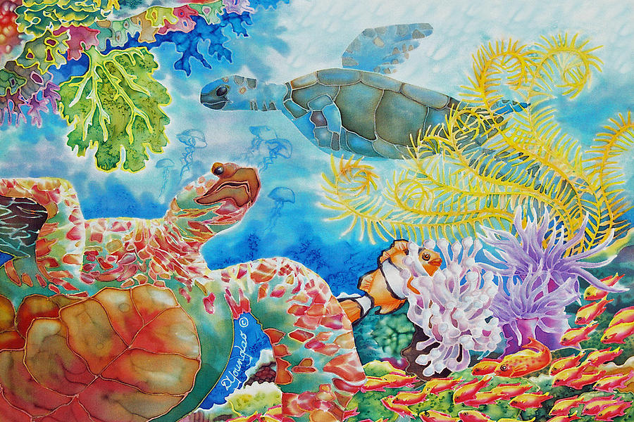 Fish Painting - Turtle Territory by Deborah Younglao