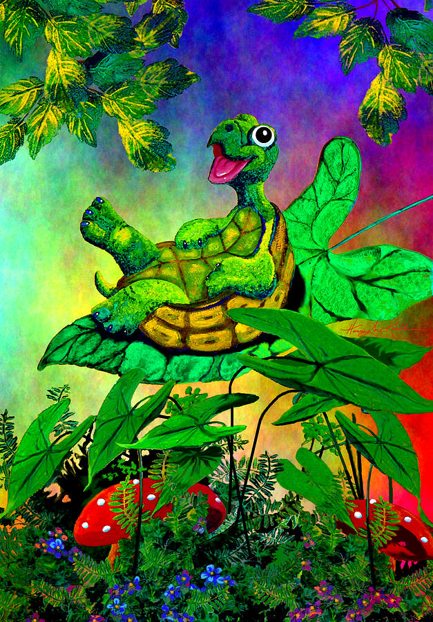 Turtle Painting - Turtle-totter by Hanne Lore Koehler