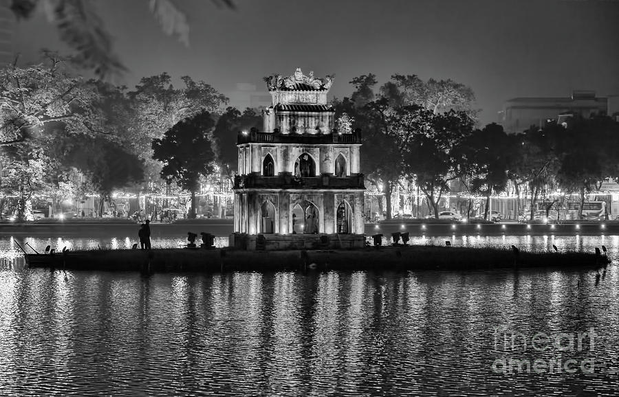 Turtle Tower Black Hanoi  Photograph by Chuck Kuhn