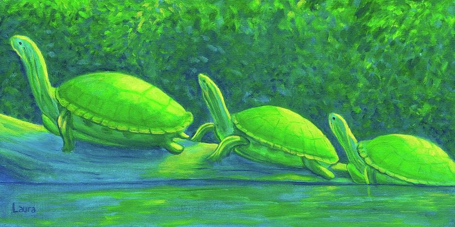Turtle Painting - Turtle Trio by Laura Zoellner