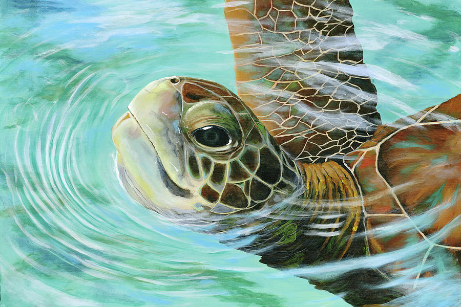 Turtle Up Painting by Donna Tucker