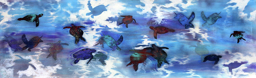 Sea Turtles Painting - Turtles In Heaven by Darren Mulvenna