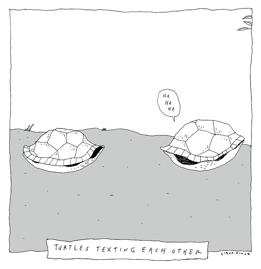 Turtles Texting Each Other Drawing by Liana Finck