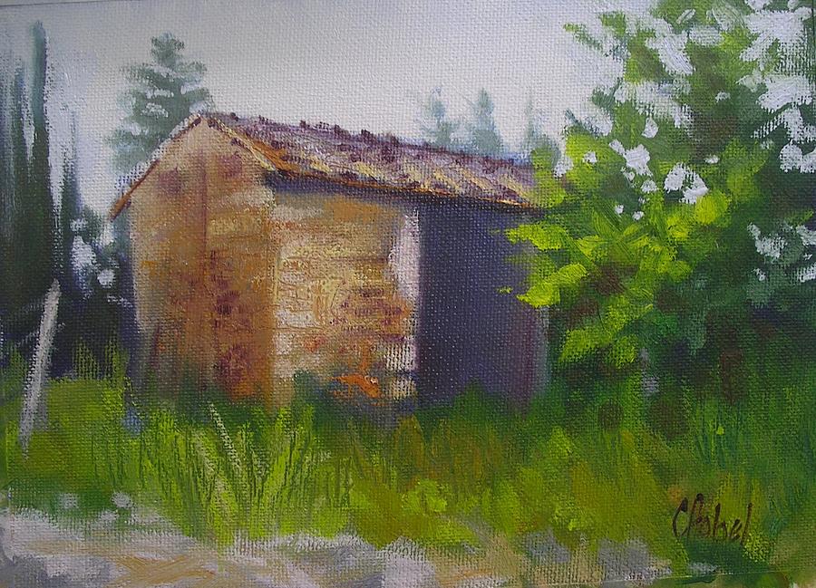 Tuscan Abandoned Farm Shed Painting by Chris Hobel