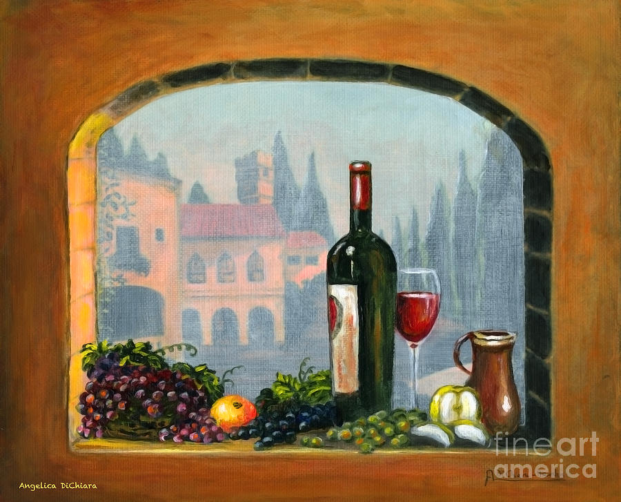 Tuscan Arch Wine Grape feast Painting by Italian Art