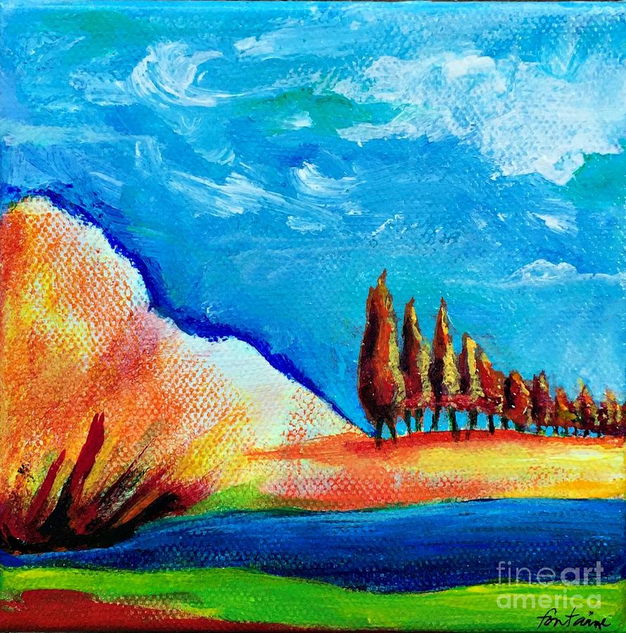 Tuscan Cypress Painting by Elizabeth Fontaine-Barr