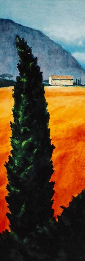 Tuscan Cypress Painting by Keith Gantos