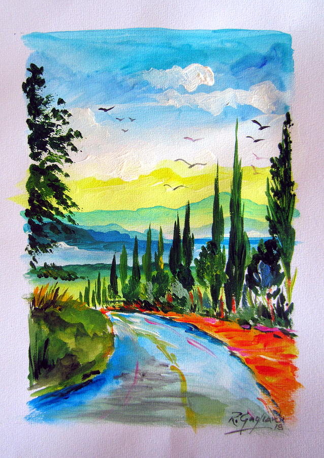 Tuscan Cypresses  Painting by Roberto Gagliardi
