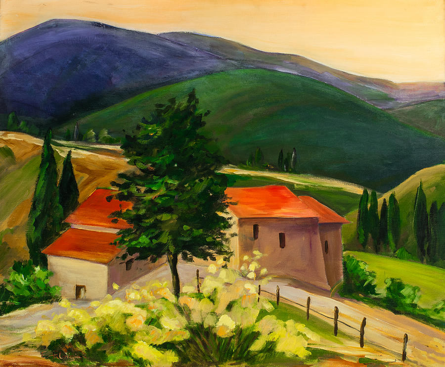 Tuscan hills Painting by Elise Palmigiani