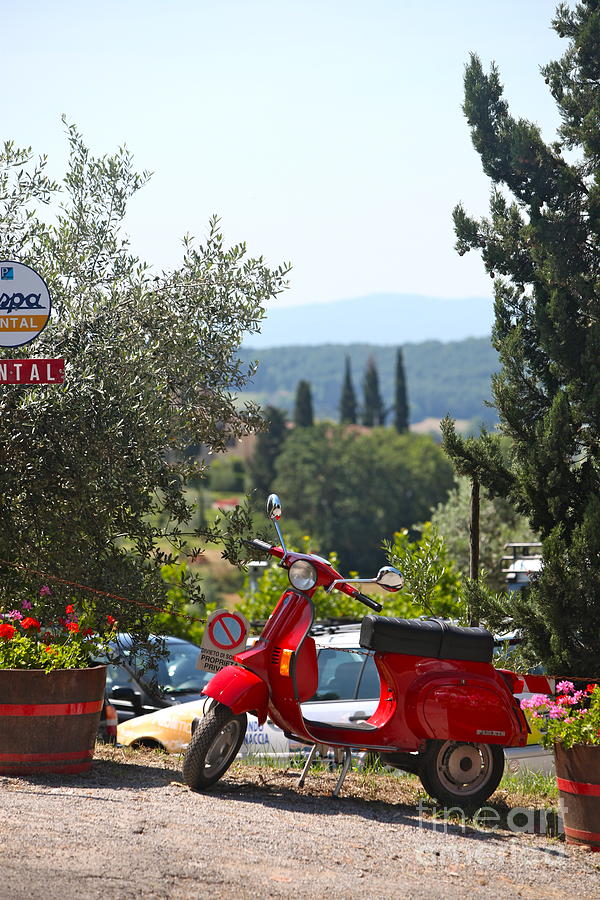 Tuscan Landscape and Scooter Photograph by Nadine Rippelmeyer