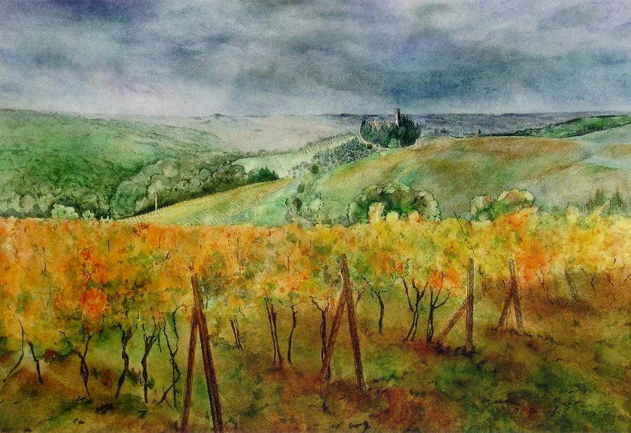 Nature Painting - Tuscan Landscape by Caranfil Catalina