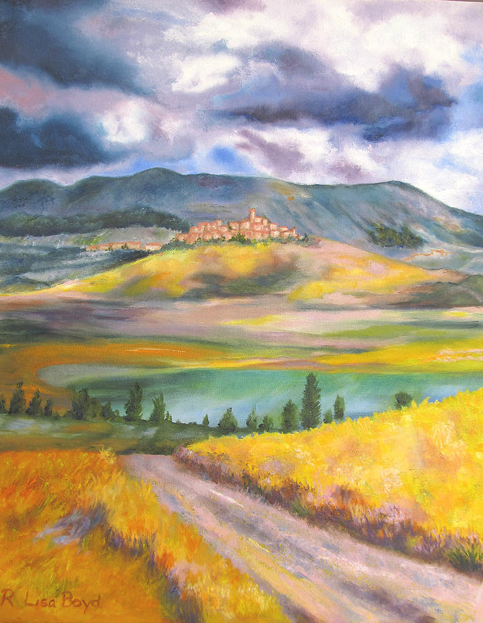 Tuscan Landscape Painting by Lisa Boyd