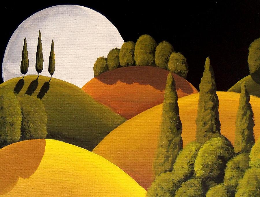 Tuscan Moon - landscape Painting by Debbie Criswell