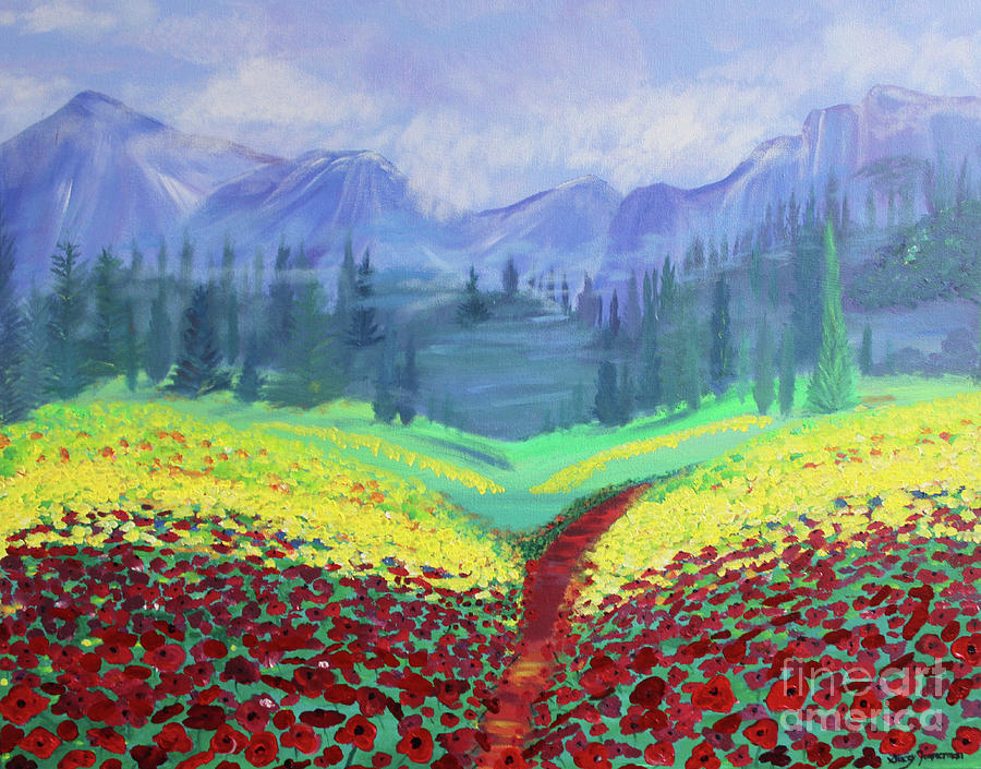 Tuscan Poppies Painting by Stacey Zimmerman