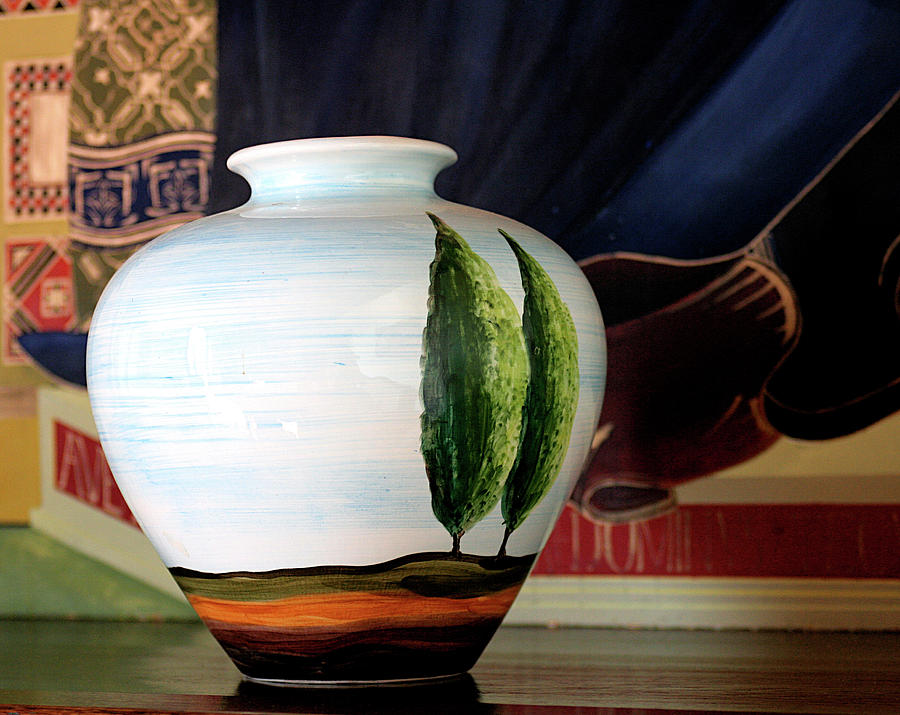 Tuscan Vase and Tapestry Photograph by Vicki Hone Smith