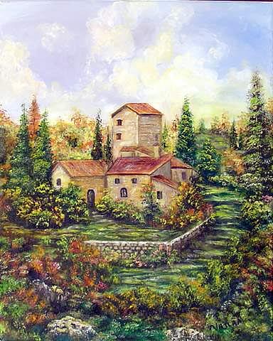 Tuscan View Painting by Najlaa Mahmoud Tuscan View Painting by Najlaa Mahmoud