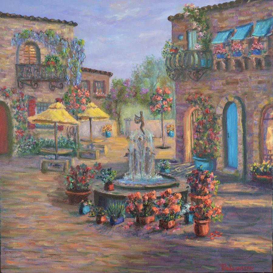 Beautiful Tuscan Villa Flower Garden Fountain Painting Painting by ...