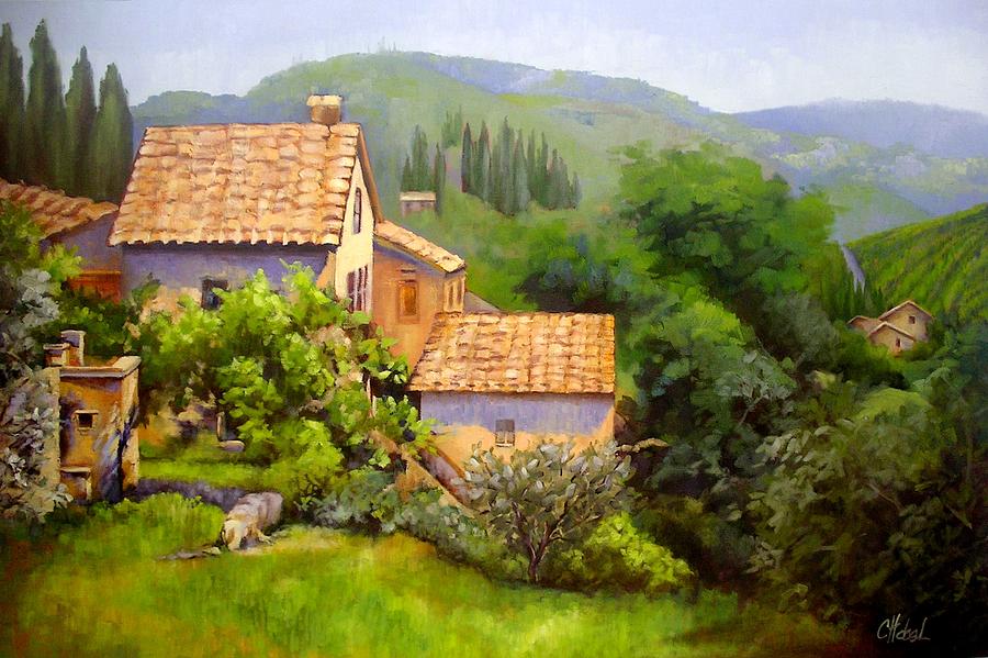 Tuscan Village Memories Painting by Chris Hobel