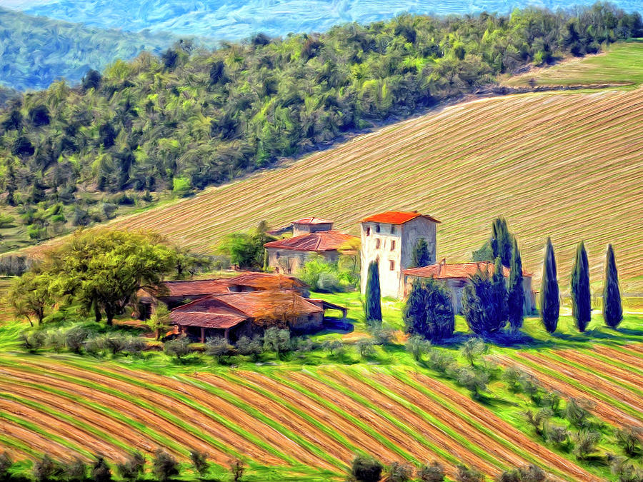 Tuscan Vineyard Painting by Dominic Piperata