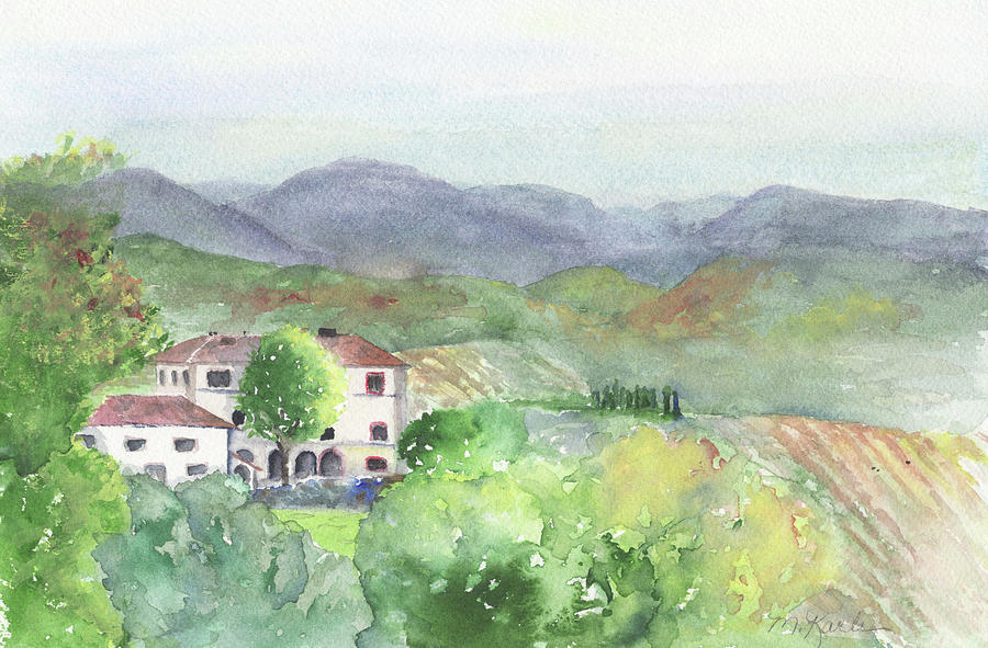 Tuscan Vineyards Painting by Marsha Karle